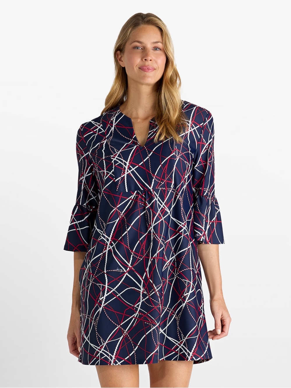 KERRY DRESS by JUDE CONNALLY in black floral pattern 3/4 length slv v-neck SMALL - Picture 3 of 10